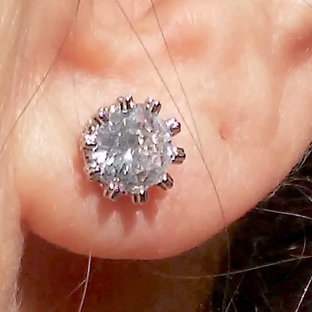 NEW 3 ctw 18k White Gold S925 Crown Stud Diamond Simulate‎ Earrings
